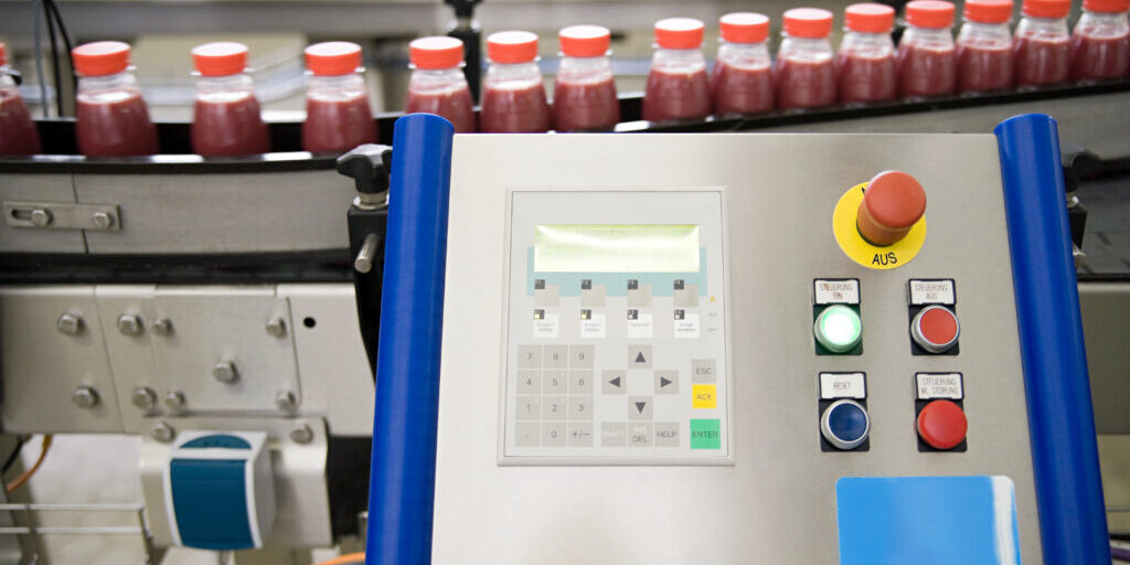 Bottles being made in a factory